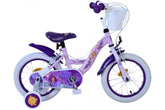 Disney Wish Kinderfiets 14 Inch – Meisjesfiets met Twee Handremmen, Paars Design met Blauwe Details, Verstelbaar Zadel, Veilig en Comfortabel Fietsen voor Meisjes van 3 tot 5 Jaar